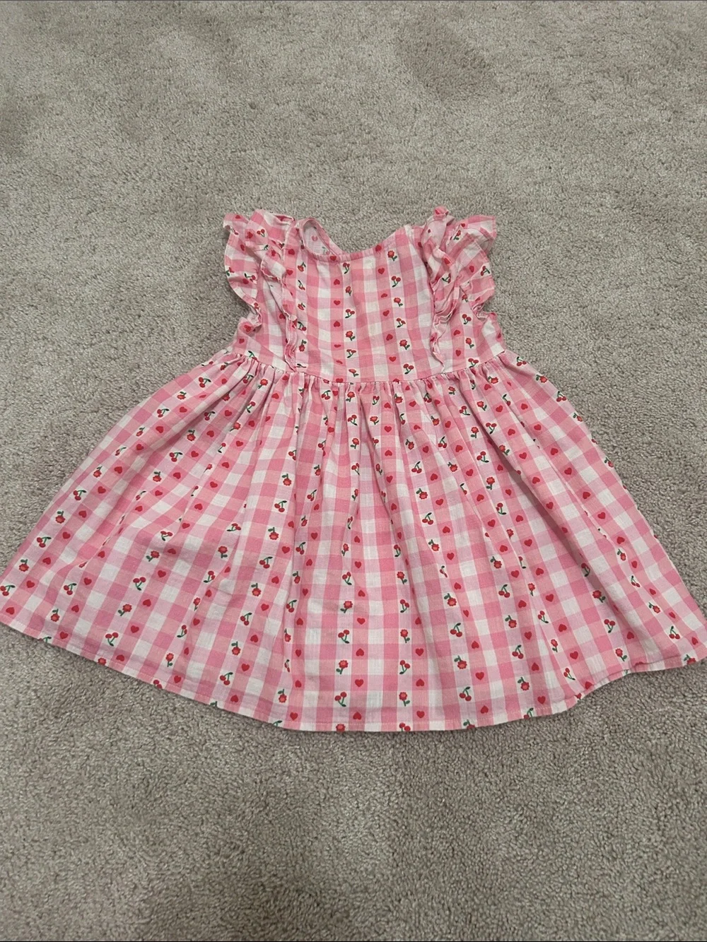 next | Dresses | Next Pink Gingham Dress With Cherry Print And Ruffle ...
